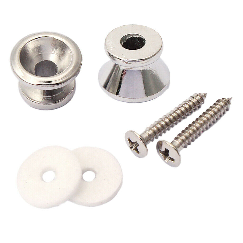 2 Pieces Mushrooms Head Guitars Strap Lock Buttons Locking Belt Chrome