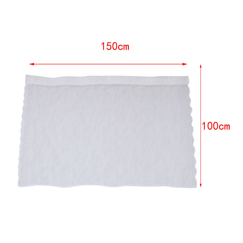 2 Panel White Lace Embroidered Door Balcony  Window Screen Curtain 150x100cm