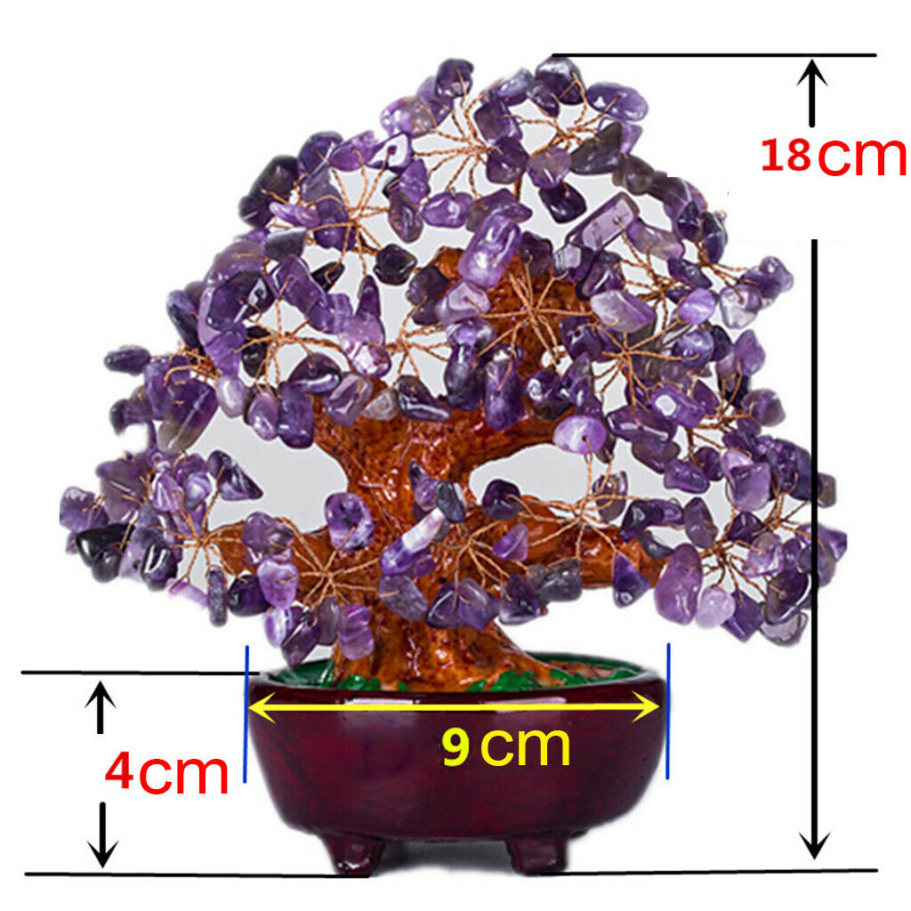 2X 7inch Bonsai Crystal Money Tree Wealth Luck Tree for Office Home Decor Gift