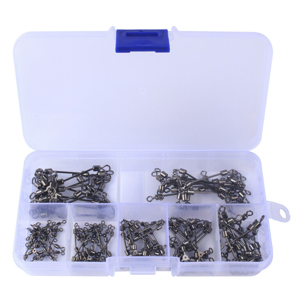 70pcs/lot Fishing O-shape 3 Way Rolling Swivels Fishing Connector 4# - 12#