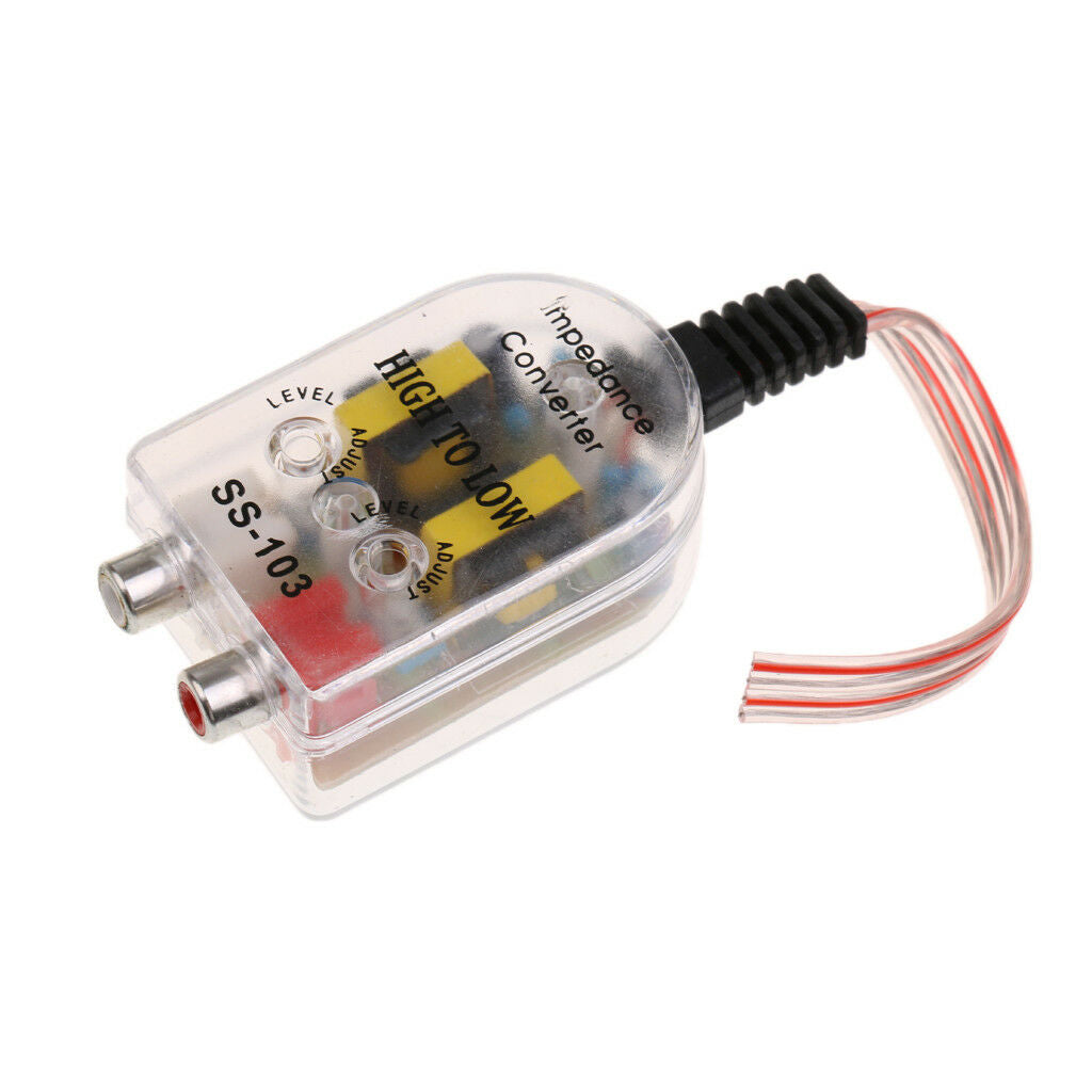 2 Channel Car High to Low Impedance Converter Speaker to 2 RCA Line