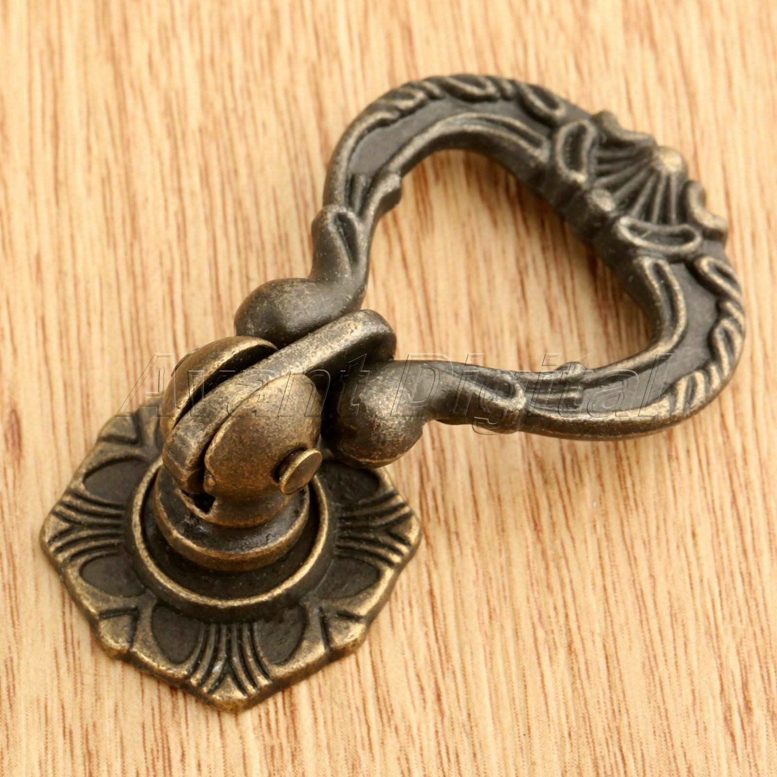 Retro Wood Box Drawer Wardrobe Pull Ring Cabinet Door Pull Knob Handle Hardware