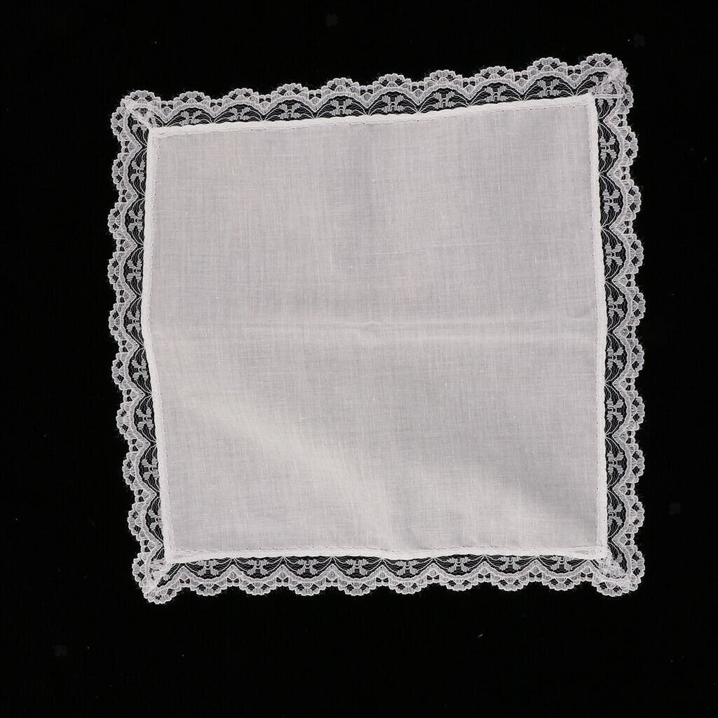 5x Ladies Wedding Party Lace Cotton Handkerchiefs Border White Hanky New