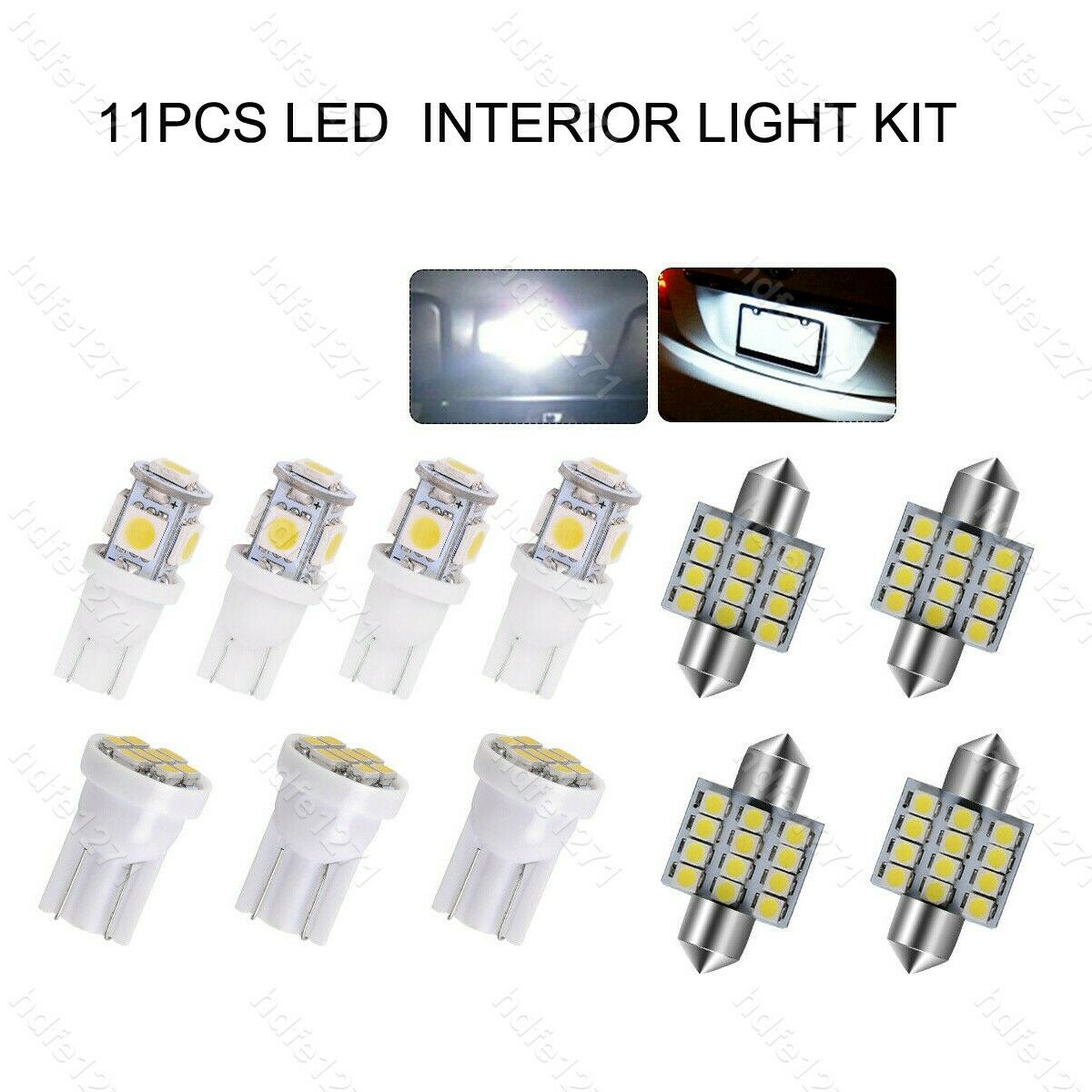 11x Super White T10 & 31mm LED Interior Package Kit Map Dome Light Festoon Bulbs
