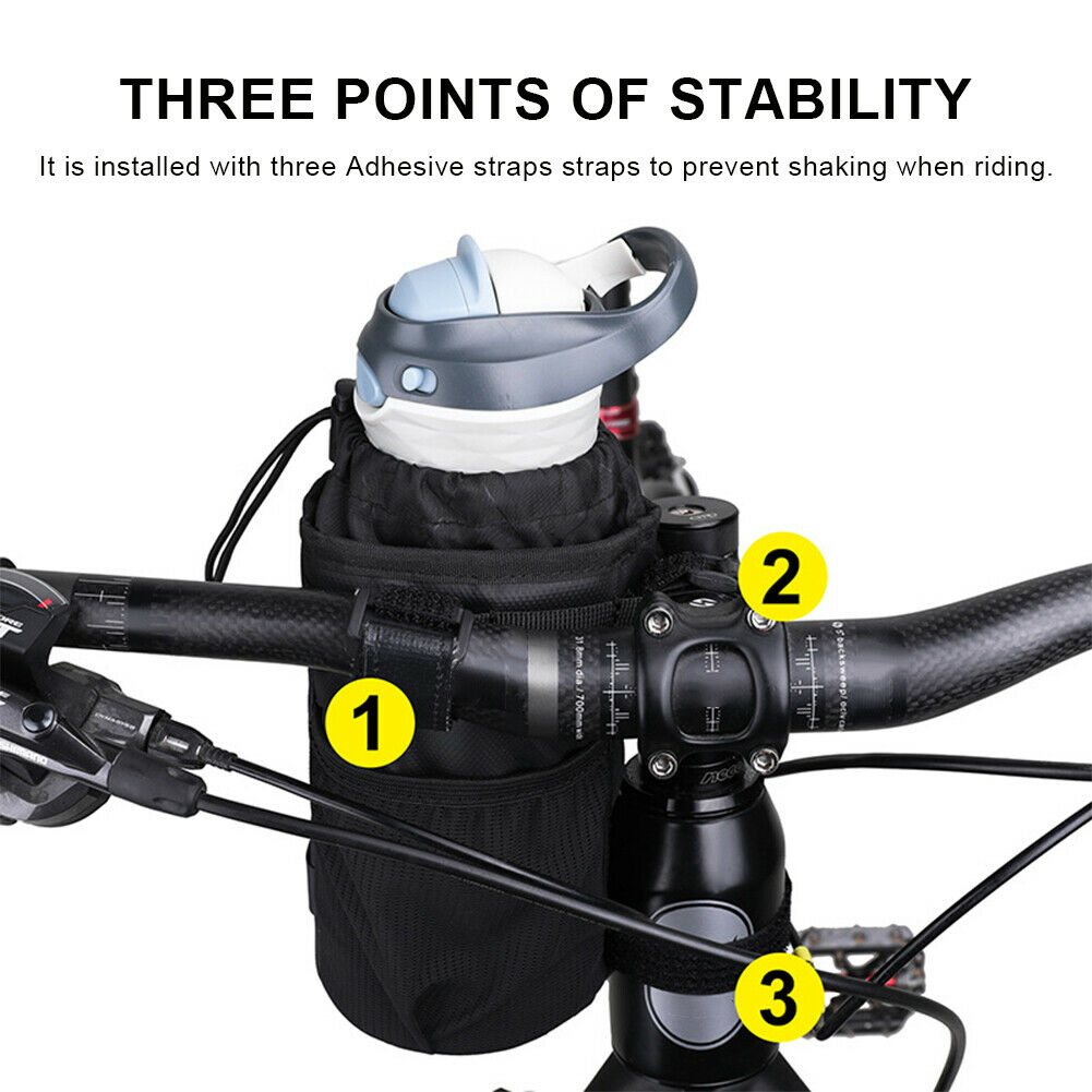 Bike Bicycle Water Bottle Handlebar Cup Holder Bag Stem Insulated Bag Accessory