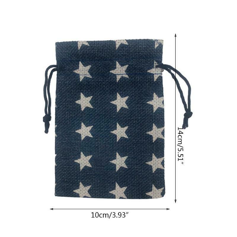 Stars Print 2021 Christmas Advent Calendar 24 Days Hanging Drawstring Candy Bags