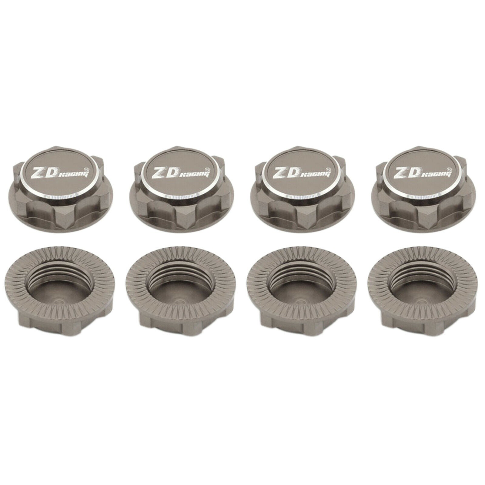 8pcs Hex Wheel Nuts For 1/8 Scale RC Car Truck Spare Parts Titanium Gray