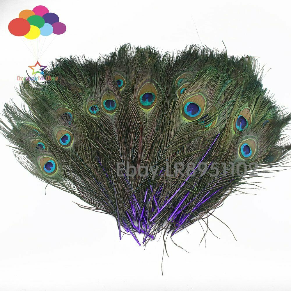 High quality purple peacock feathers 25-32cm beautiful 100pcs jewelry decoration