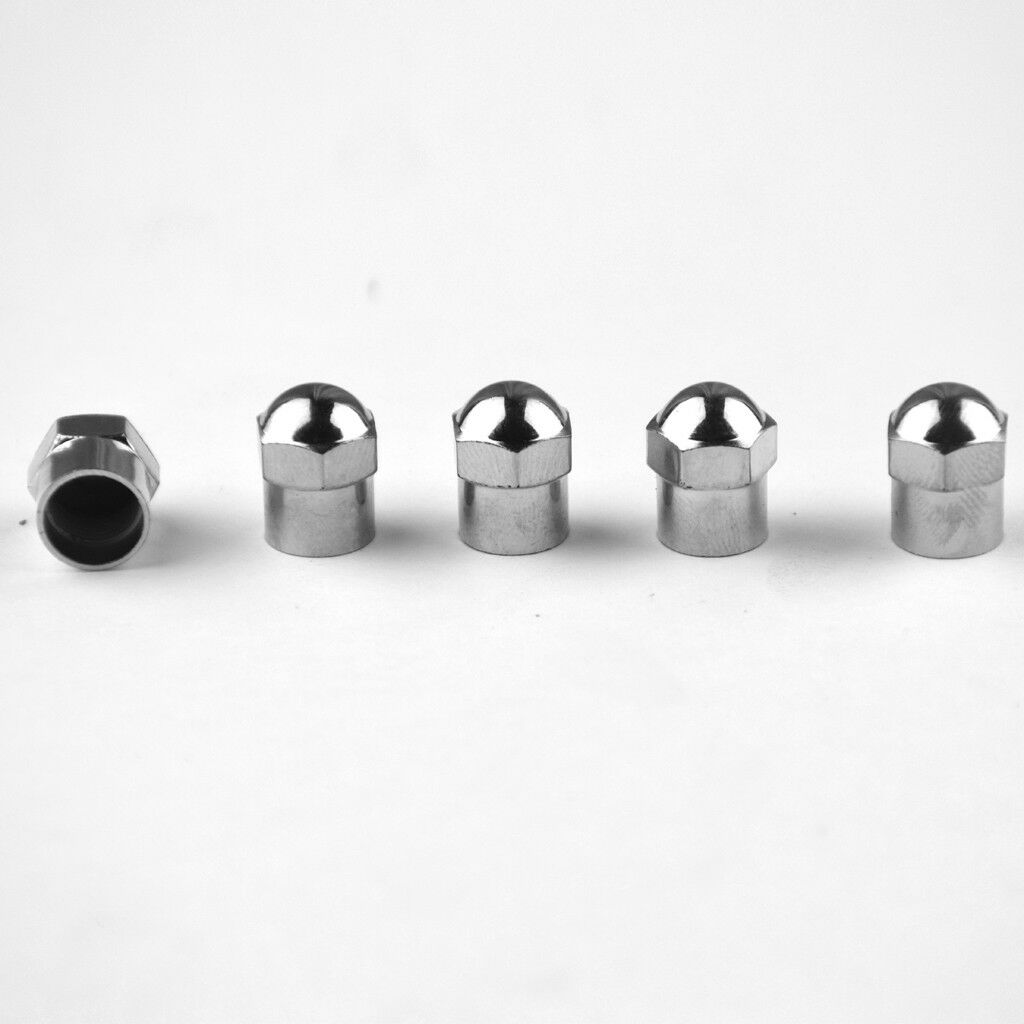 5 Pieces Chrome Plated Plastic Hex Tire Valve Stem Protection Caps TPMS