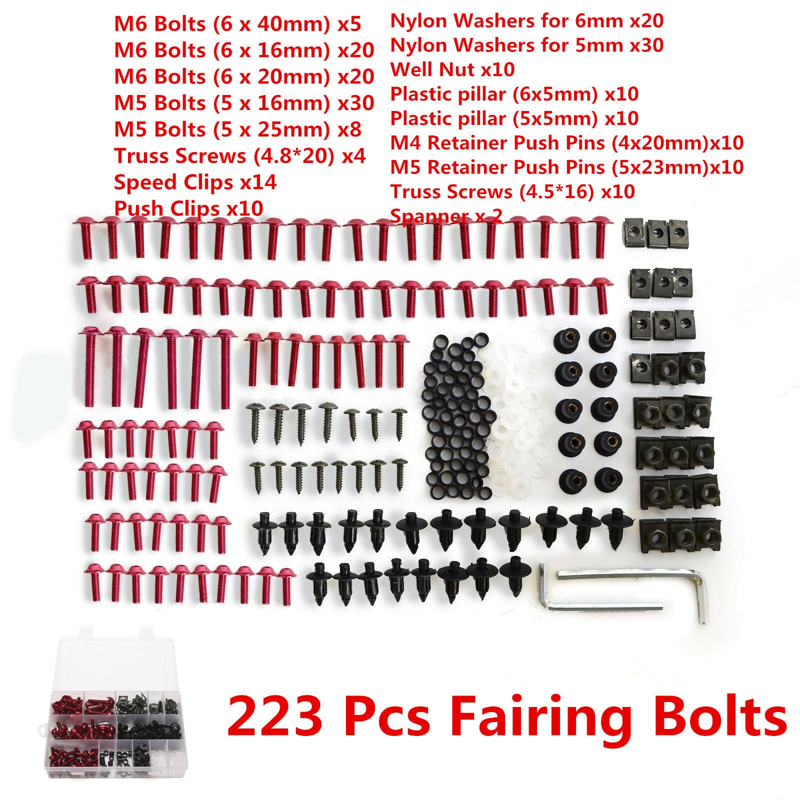 223x Motorcycle Windscreen Fairing Bolts Kit Fastener Clips Washers Hardware Kit