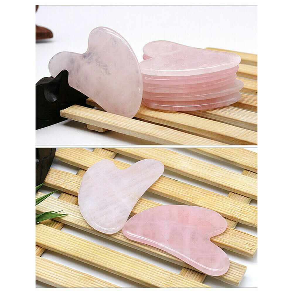 Natural Pink Jade Gua Sha Board Rose Quartz Facial GuaSha Massage Tools US