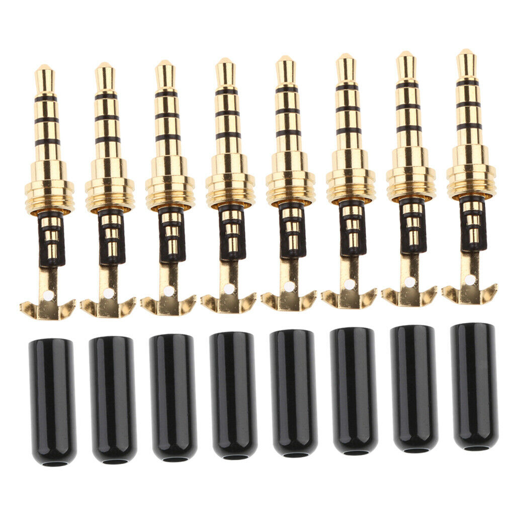 8x 4 Pole 3.5mm Replace Male Repair headphone   Plug Metal Audio Soldering
