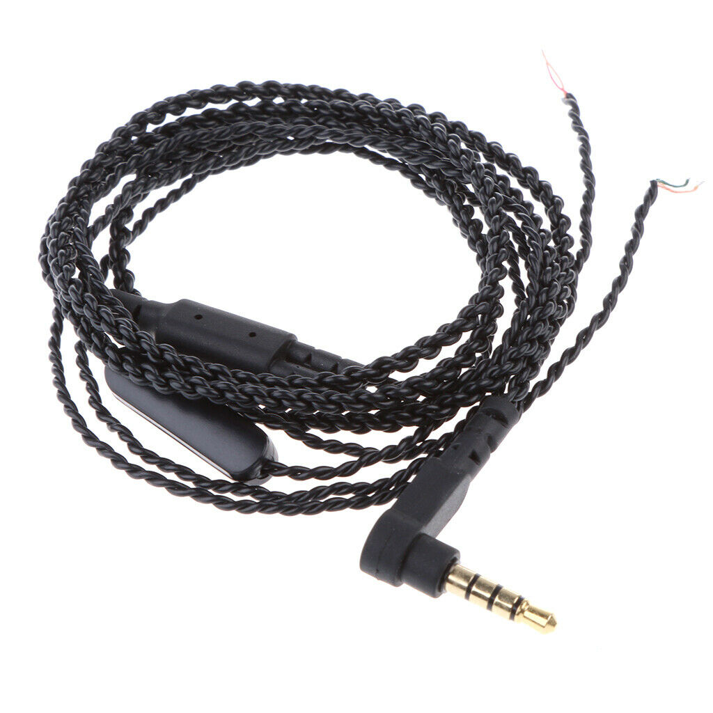 90 Degree Audio Cable 3.5mm Earphone Braided Cable Replacement With Microphone