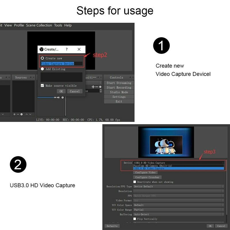 1080P USB3.0 Capture Card MI 2X1 Loop MI 4Kp60 & MIC Audio Capture Card Game N9