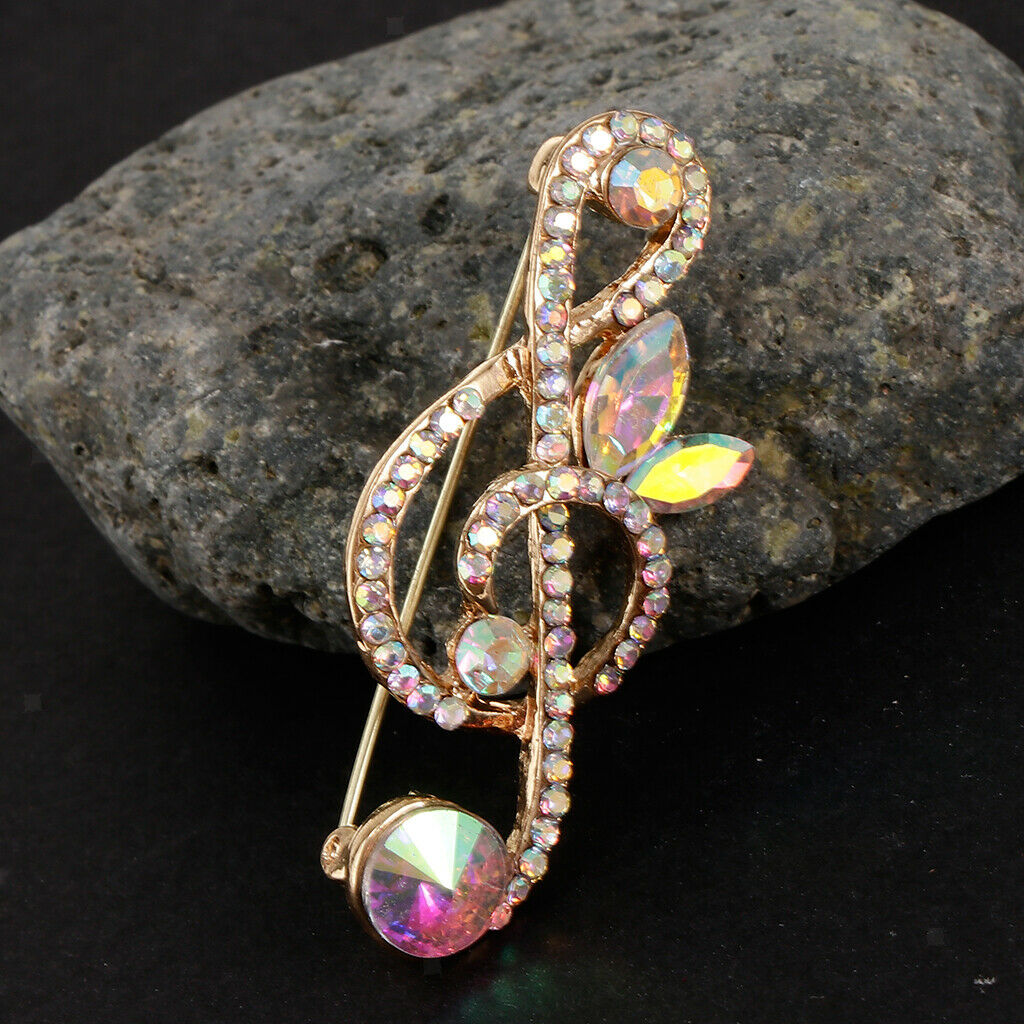 2pcs Crystal Rhinestones Brooch Music Note Breastpin Hat Pin For Men Women