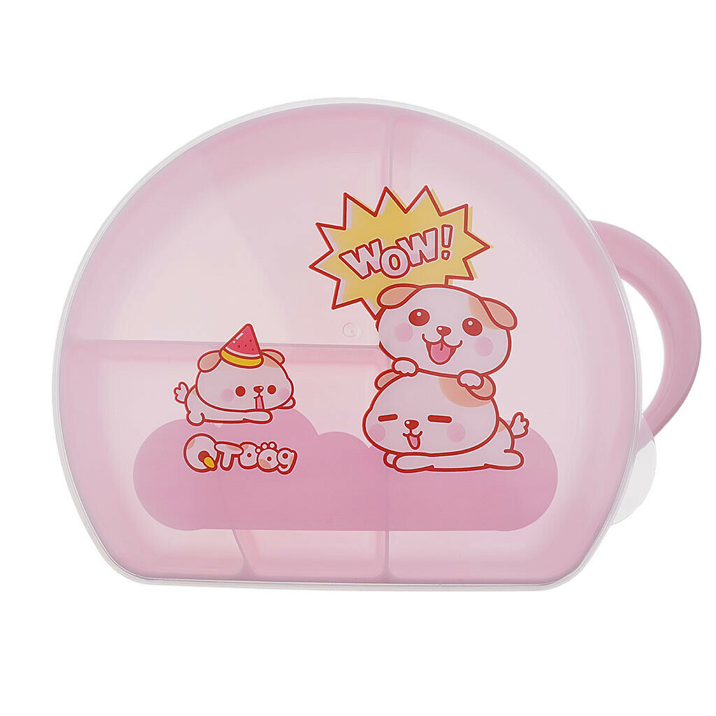 4 Compartment Divided Food Storage Container Boxes for Kids Pink