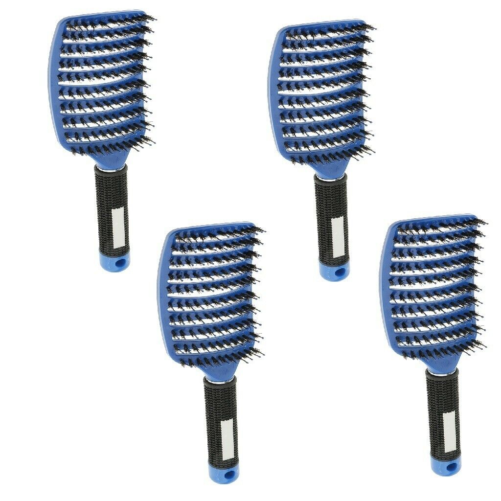 4x Comfortable Paddle Detangling Hair Brush Large Curved Vented Massager