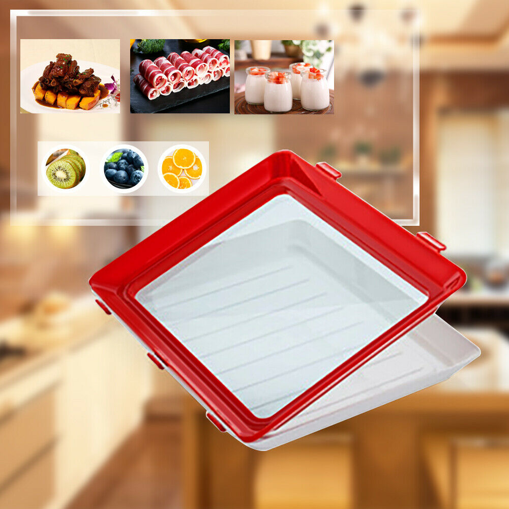 2pcs Stackable Food Preservation Tray Vacuum Seal Food Storage Container @