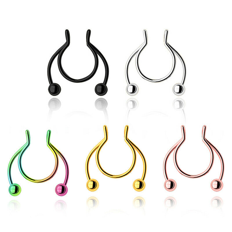 5Pcs 10mm Stainless Steel Nose Clip Nose Rings Non Piercing Body Jewel.l8