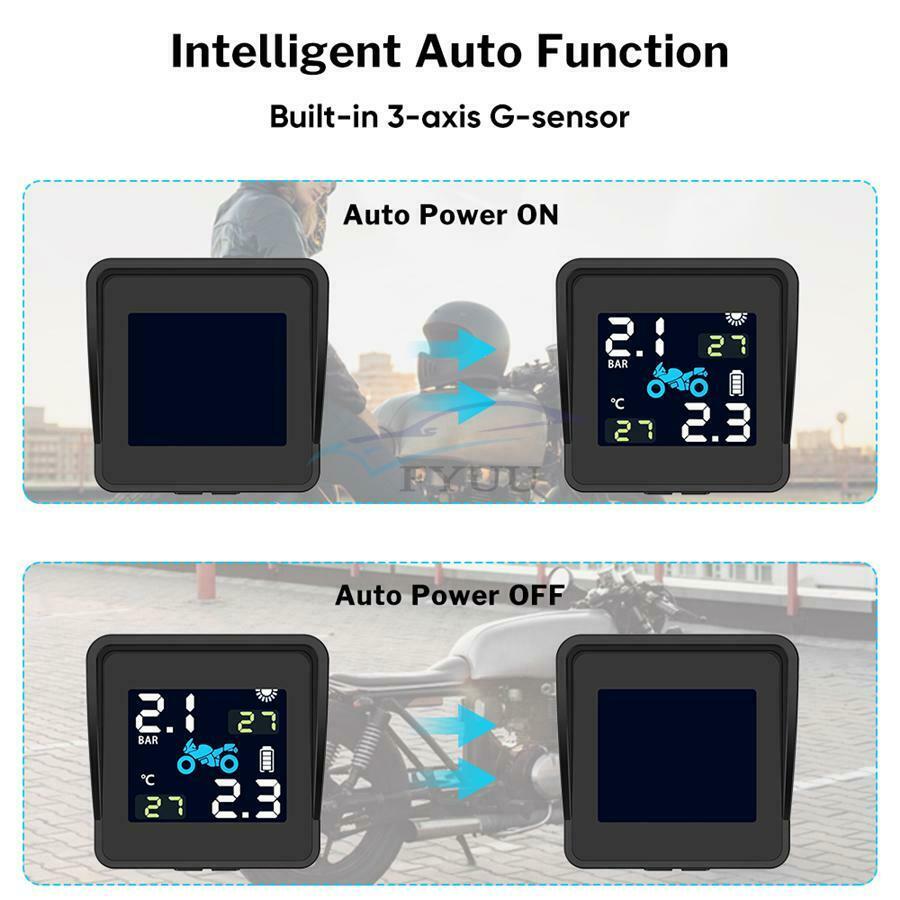 1100mAh USB Solar LCD Display Motorcycle Tire Pressure Real-time Monitor System