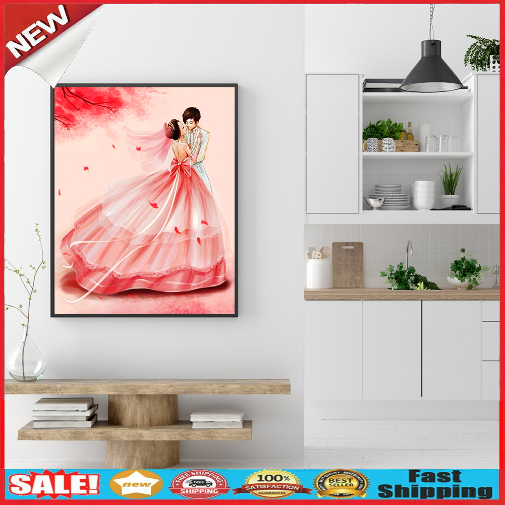 5D DIY Diamond Painting Wedding Couples Full Drill Embroidery Room Decor @