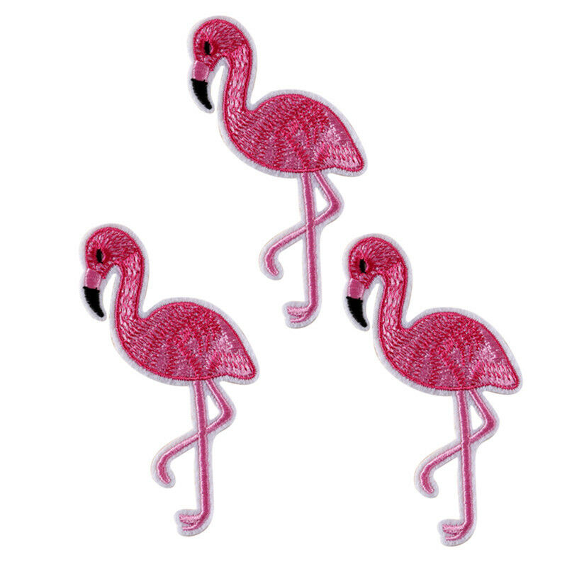 10X Flamingo Patch Embroidered Sew Iron On Bag Fabric Applique DIY Cr YUB Qx