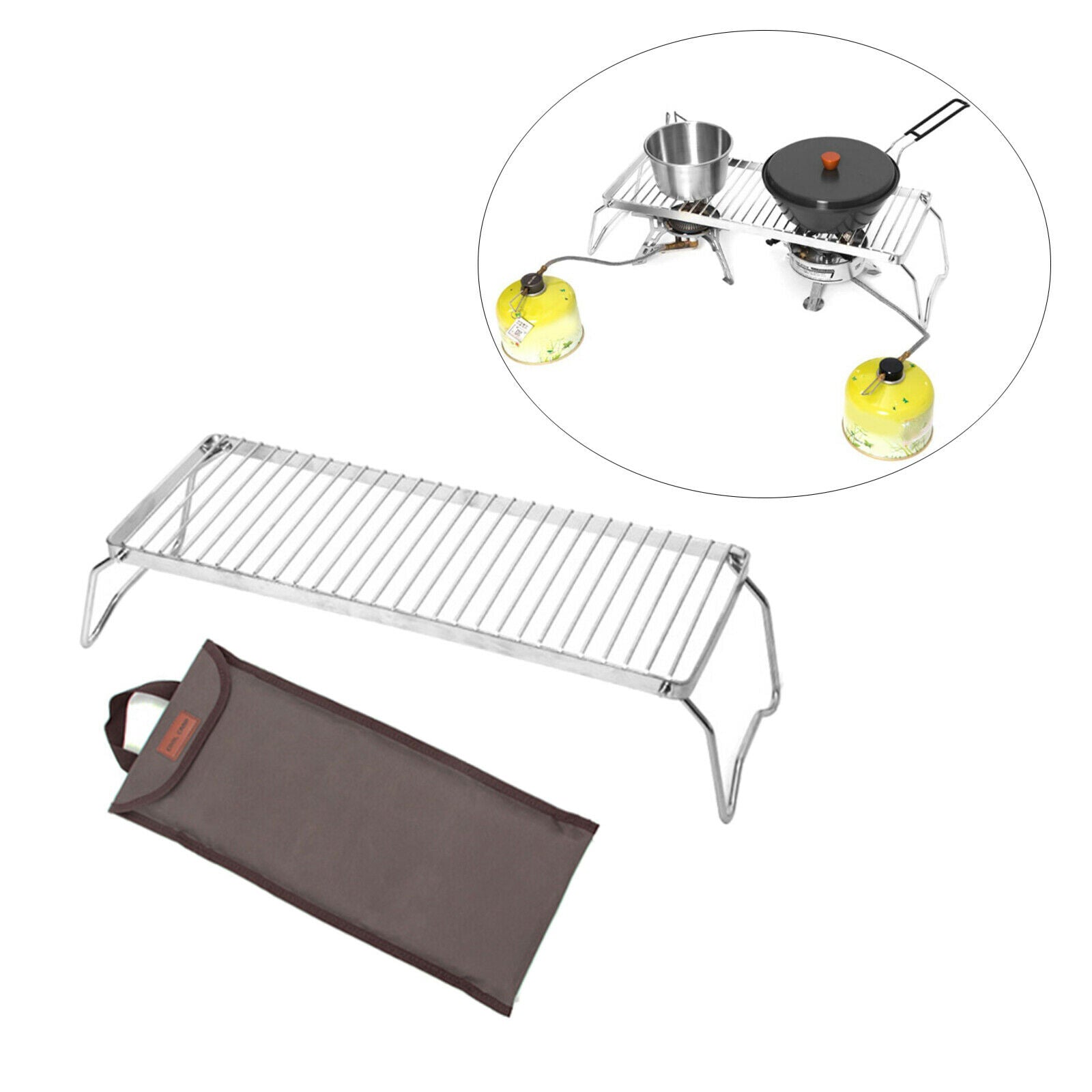 Folding Campfire Grill Stainless Steel Grate BBQ Cook Barbecue Camping Grill