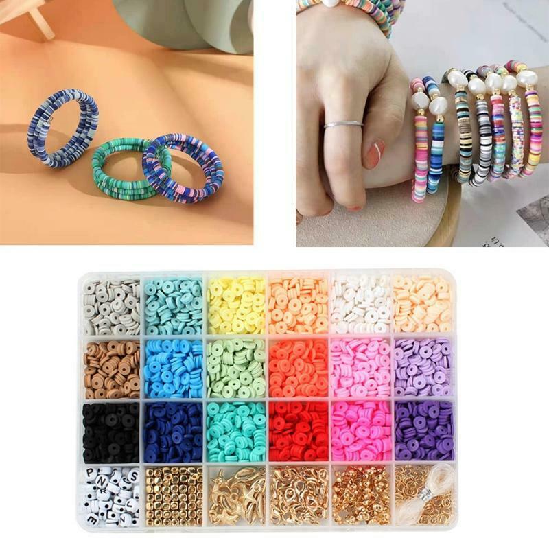 Color DIY Earring Necklace Craft Set Soft Pottery 24 Grids for Jewelry Making