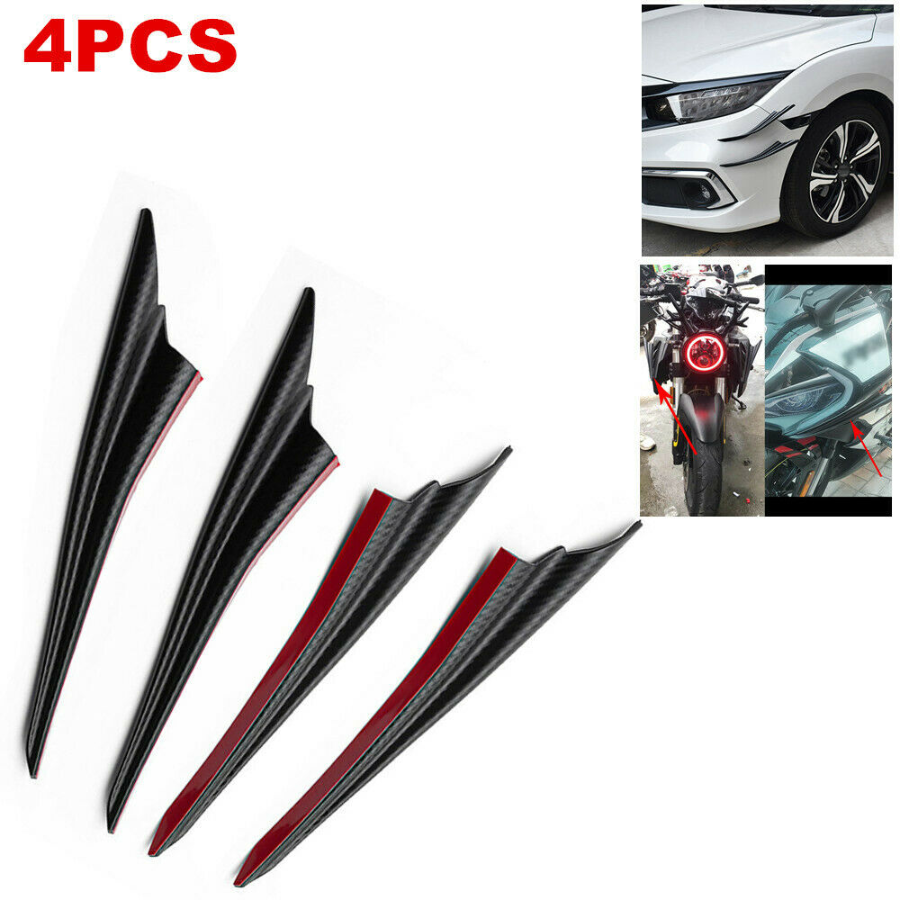 4PCS Front Bumper Side Lip Splitters Black Spoiler Winglet Blade Decoration Spat