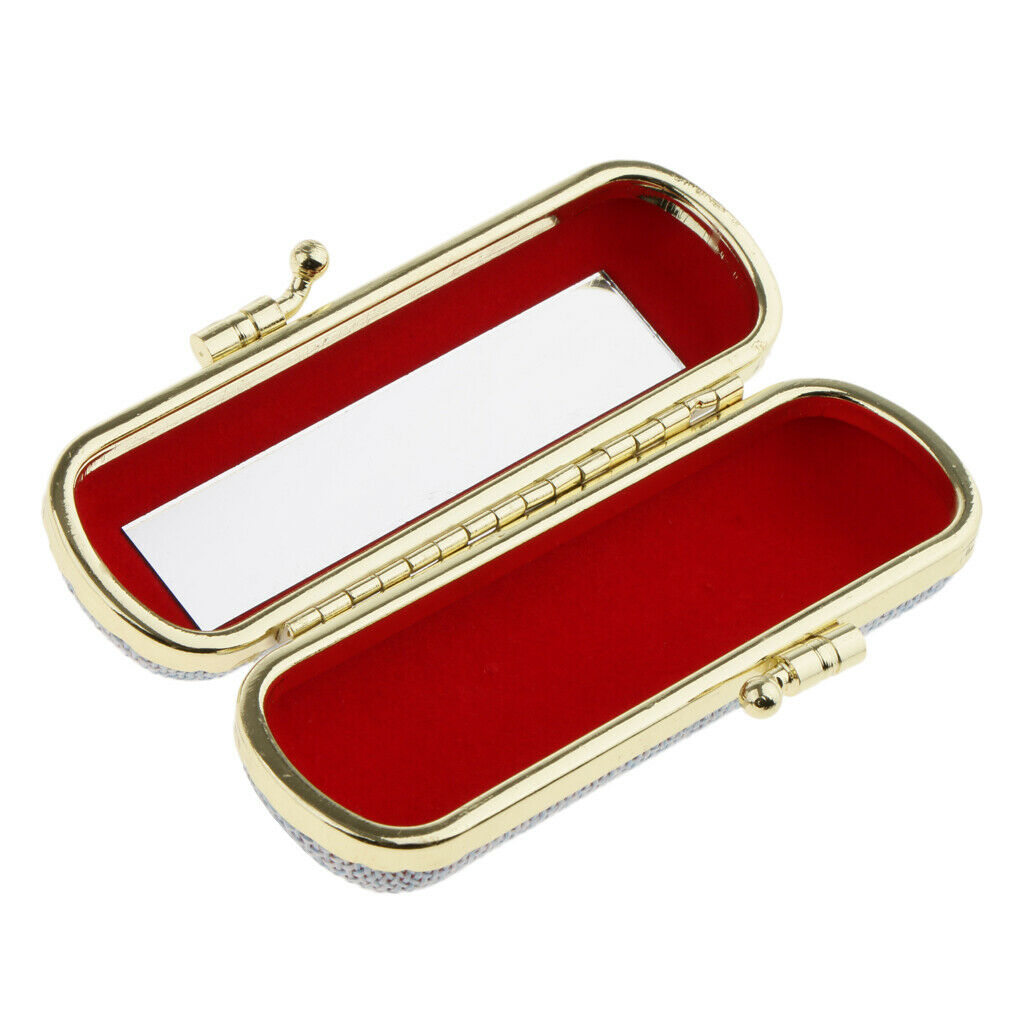 2pcs Lipstick Lip Gloss Case Storage Box Balm Holder with Mirror Random