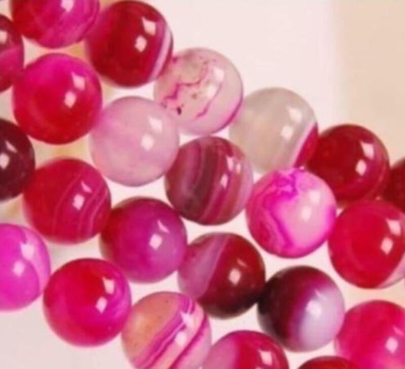 100% natural 1 Strand 8mm Pink Agate Onyx Gemstones Loose Beads 15"