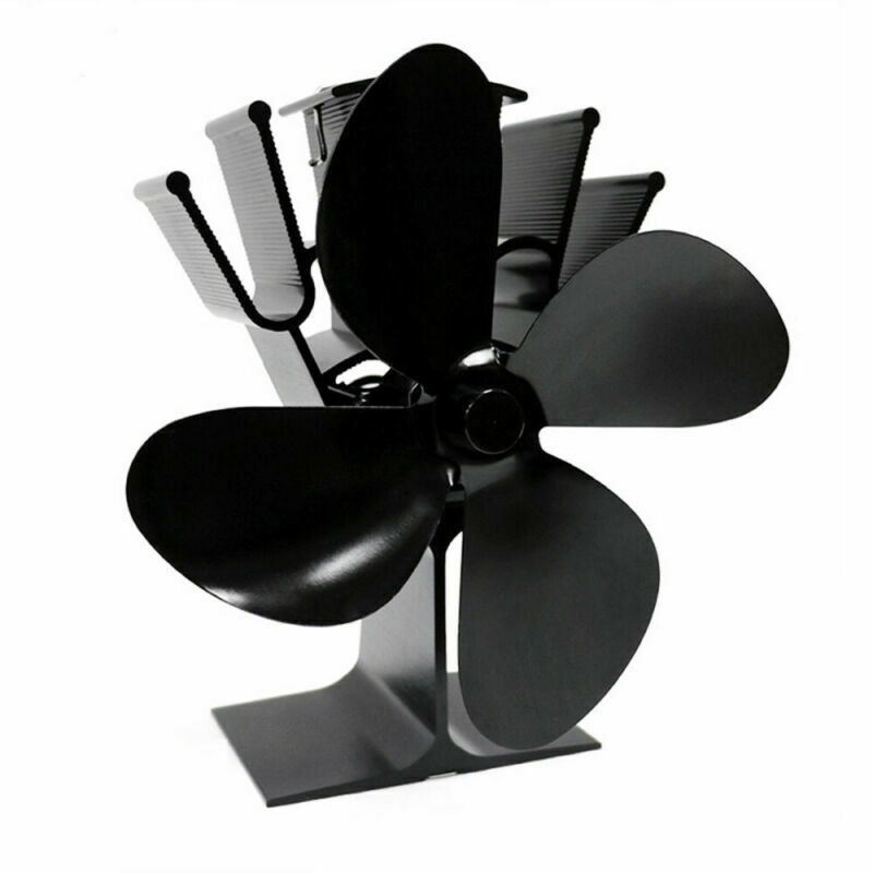 4 Blade For Wood Stove Fan Fireplace Fire Heat Power Saving Eco fan Replacement