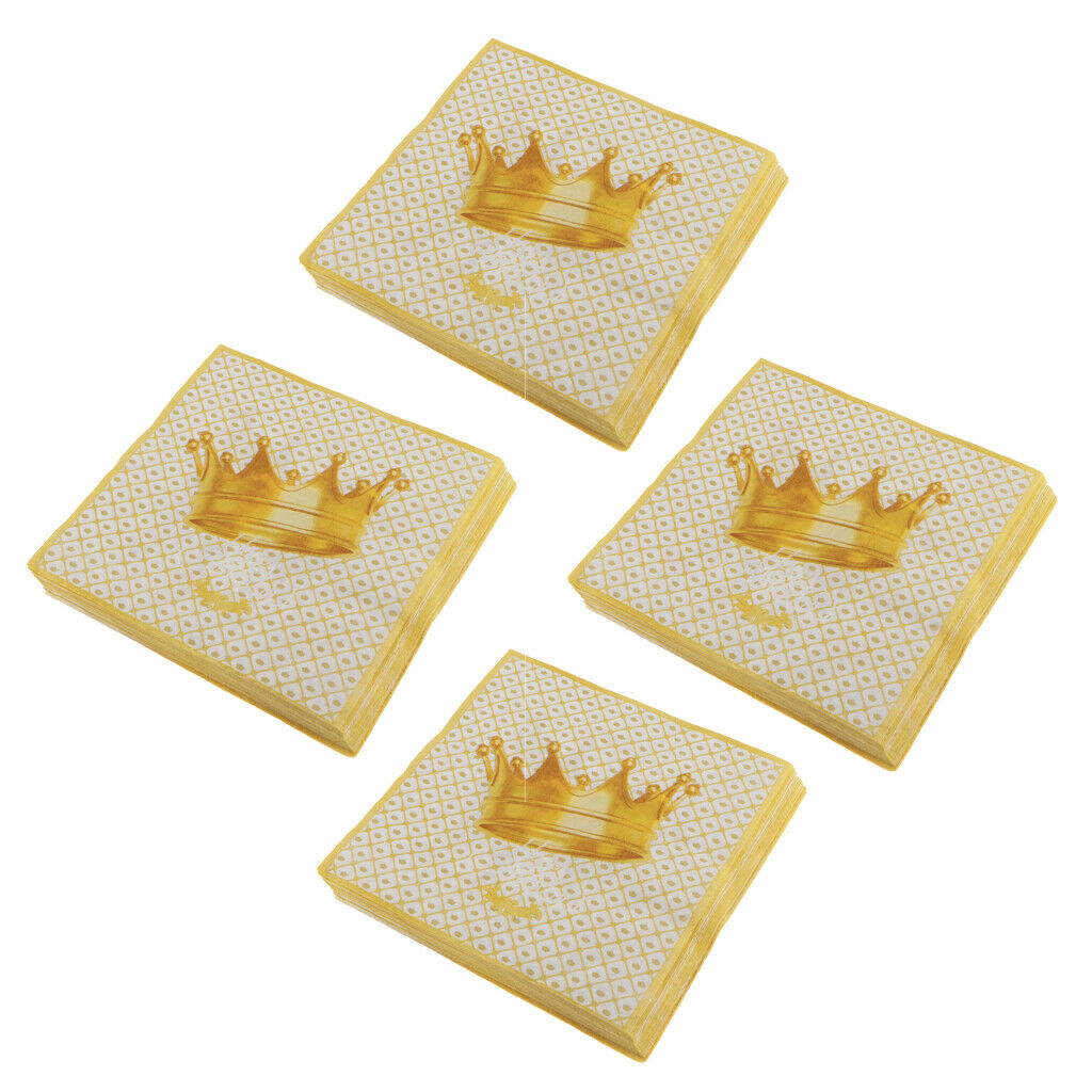 80 Pack Crown Design Paper Napkins for Wedding Party Decor Golden