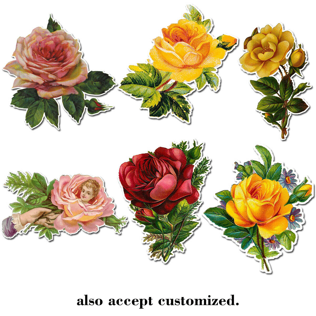 Flower Floral Vinyl Waterproof Stickers Laptop Luggage Decals Home Wall Decor