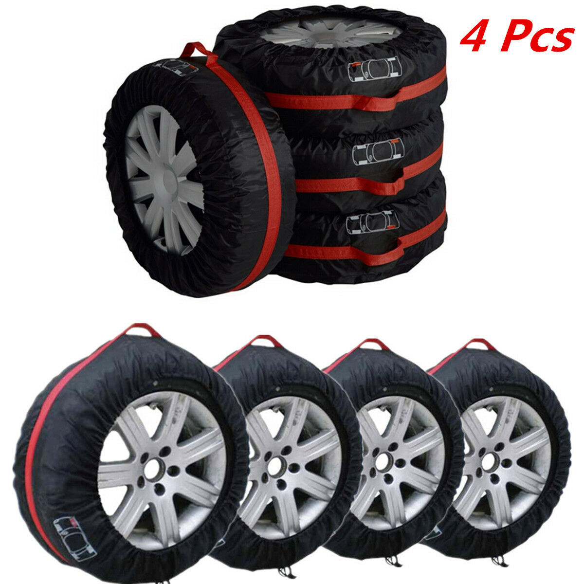 4xCar SUV Spare Wheel Tyre Protection Cover Carry Tote 13"-19" Tire Storage Bags