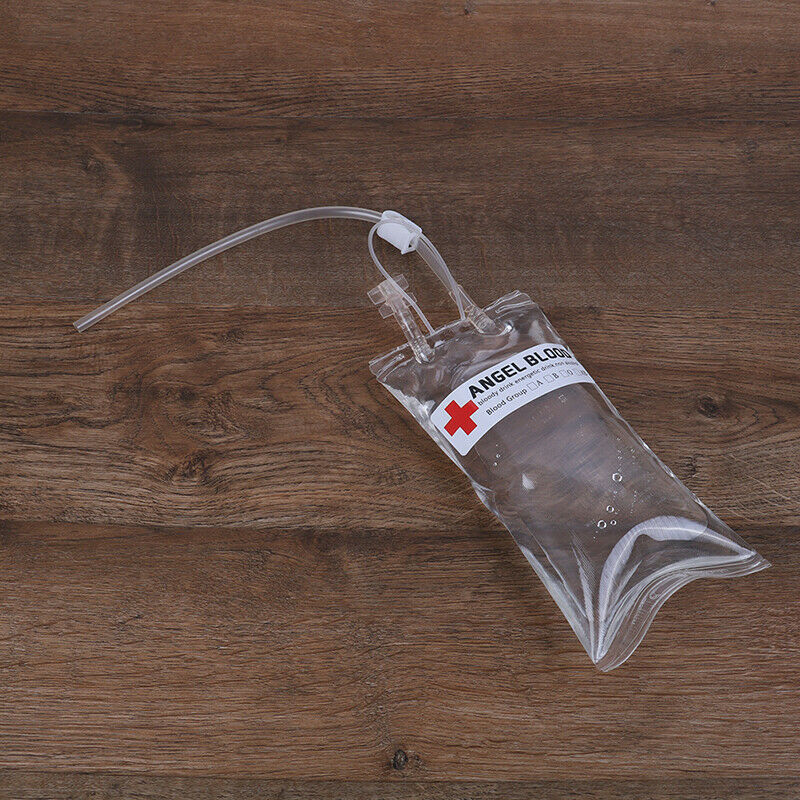 500ml Reusable Blood Bag Drink Halloween Party Long Tube Filling ,KNQ XC