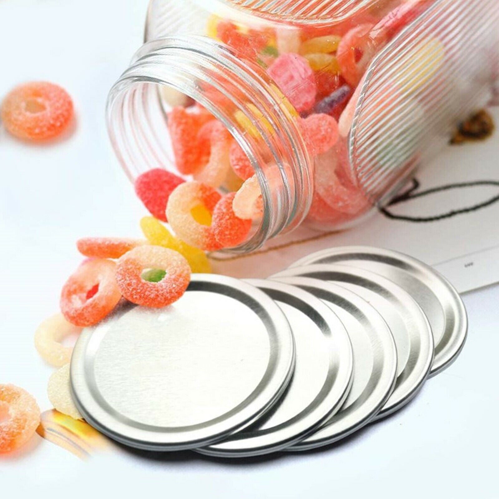Mason Jar Canning Lids - 72 Pack Regular Mouth Tinplate Can Cap w/ Sealing Liner
