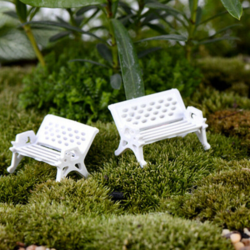 3Pcs Mini Bench Chairs Park Seat Garden Miniatures Micro Landscape Decora.l8