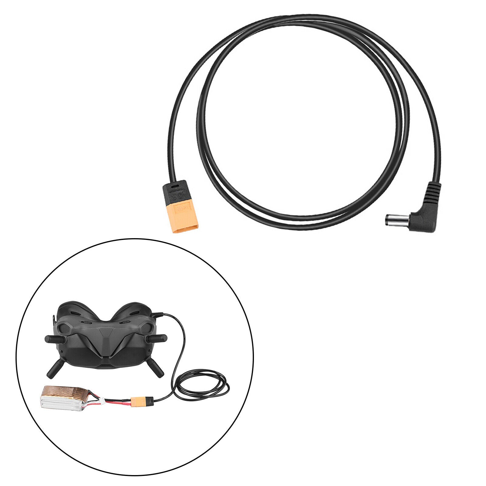 XT60 Male to Male DC5525 DC 5.5x2.5mm TPE Cable Adaptor for TS100 47.64inch