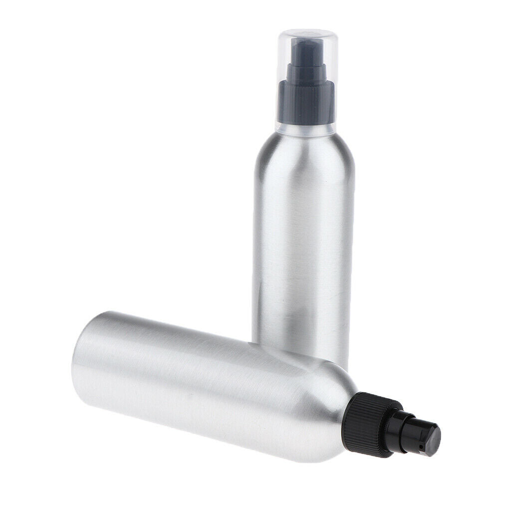 8oz Empty Aluminum Bottle with Lotion Pump Shampoo Containers 2Pcs - Black Pump,