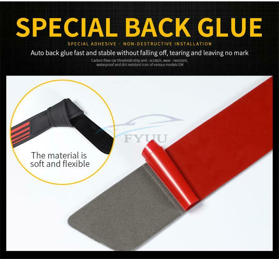 4x Rubber+Real Carbon Fiber Car Door Scuff Sill Panel Anti-Scratch Protect Cover