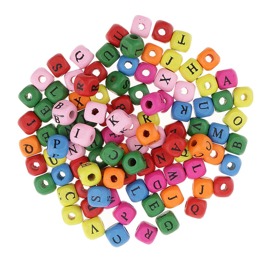 200pcs Mini Wooden Alphabet Letters Cube Beads Charms Jewelry Findings 10mm