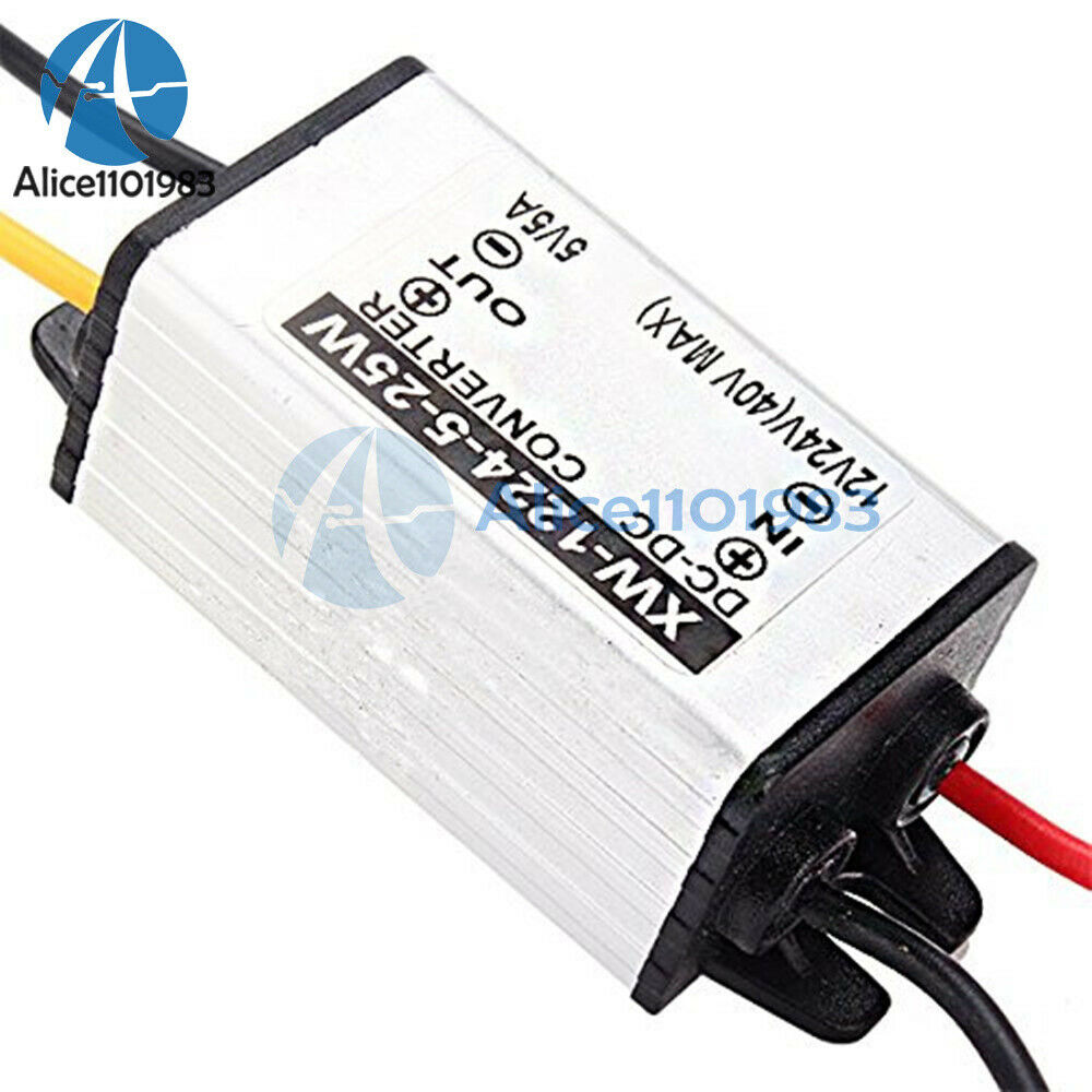 2PCS DC-DC 12V/24V to 5V 5A 25W Converter Step Down Buck Power Supply Regulator