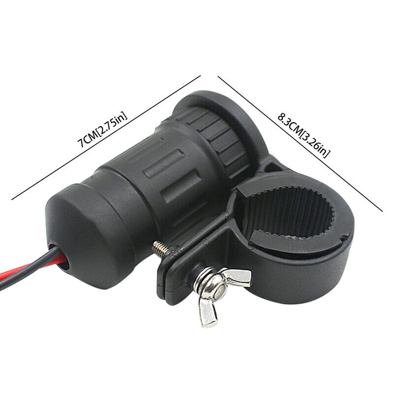 Dual USB 12V /24V Motorcycle Handlebar Charger Socket w/ Mounts Clamp Waterproof