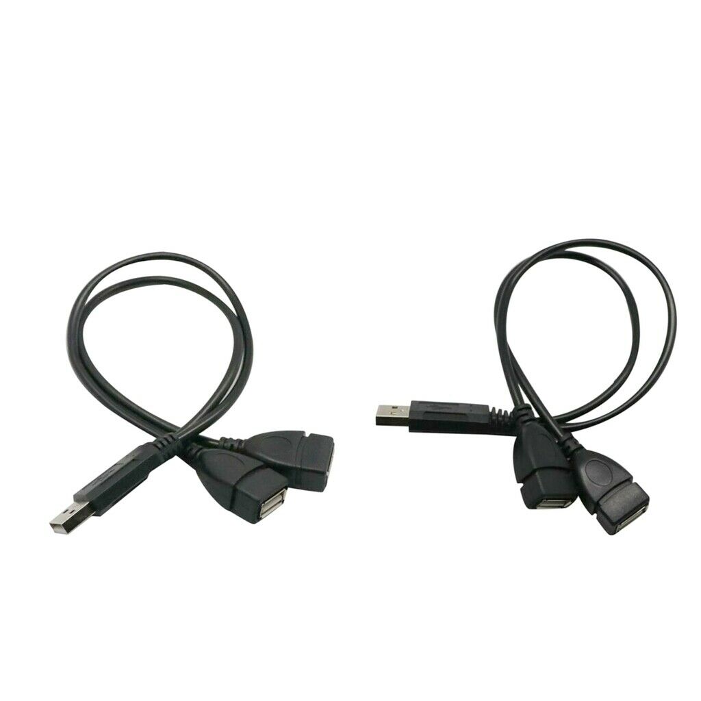 2pcs USB 2.0 1 to 2 Data Charge Extension Y Splitter Cord Converter Cable