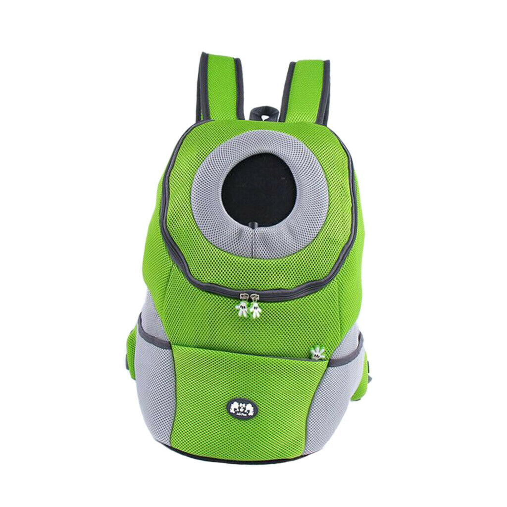 Pet Dog Backpack Carrier Travel Note Bag Front Net Double Shoulder Green