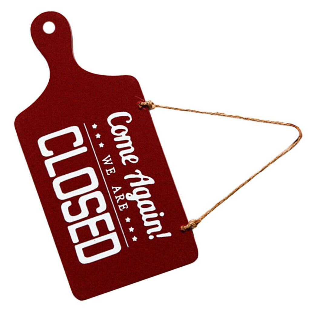 3Pcs OPEN CLOSED Double-Sided Wooden Plaque Sign Door Hanging Plaque - Red &