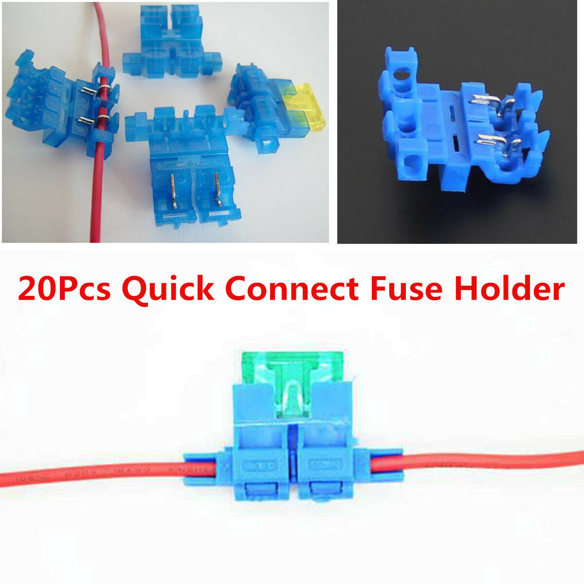 20pc Car Automotive Quick Connect Fuse Holder / Fuse Socket For Medium Size Fuse