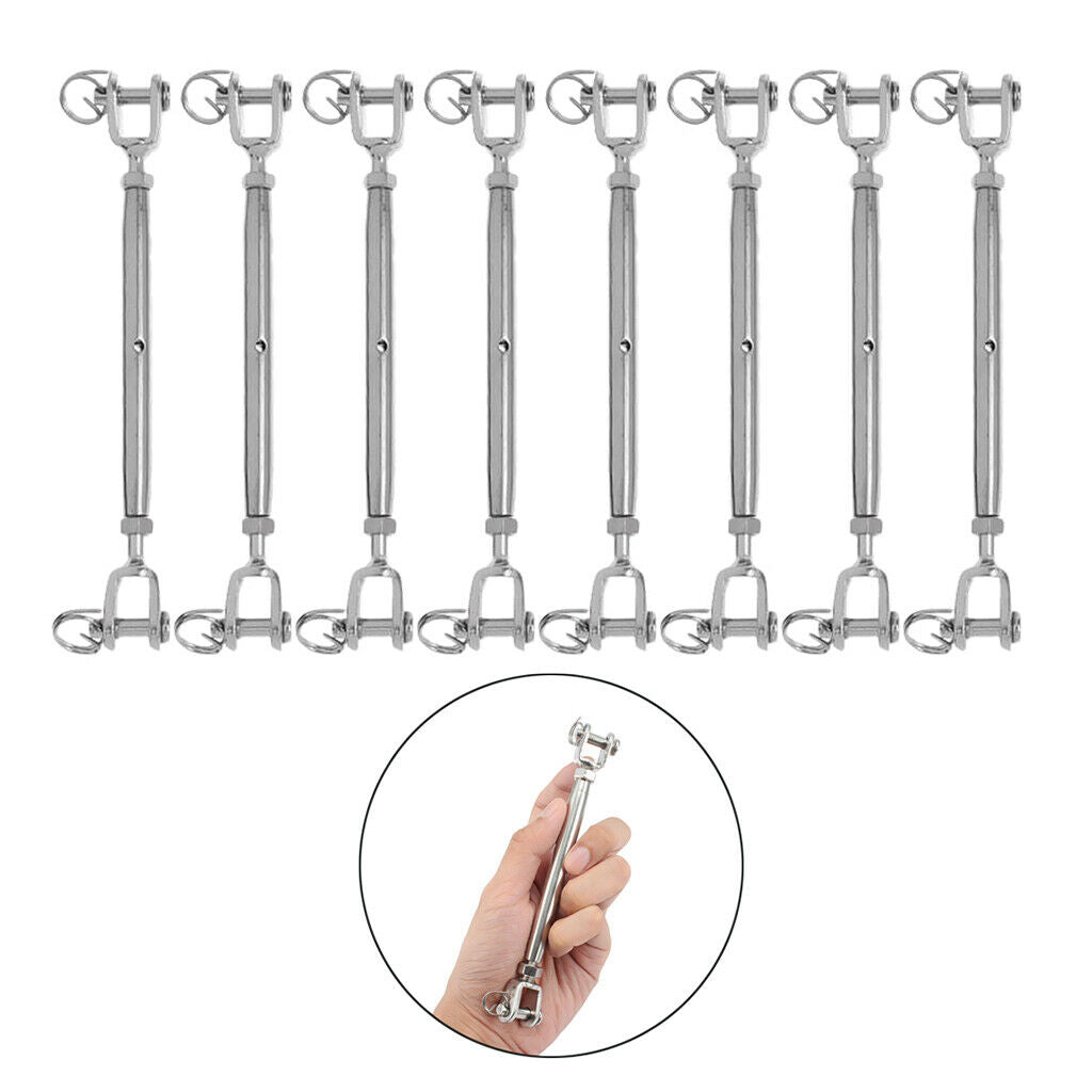 8x Stainless Steel Jaw Turnbuckles Wire Rigging Screws for Sailboat M5