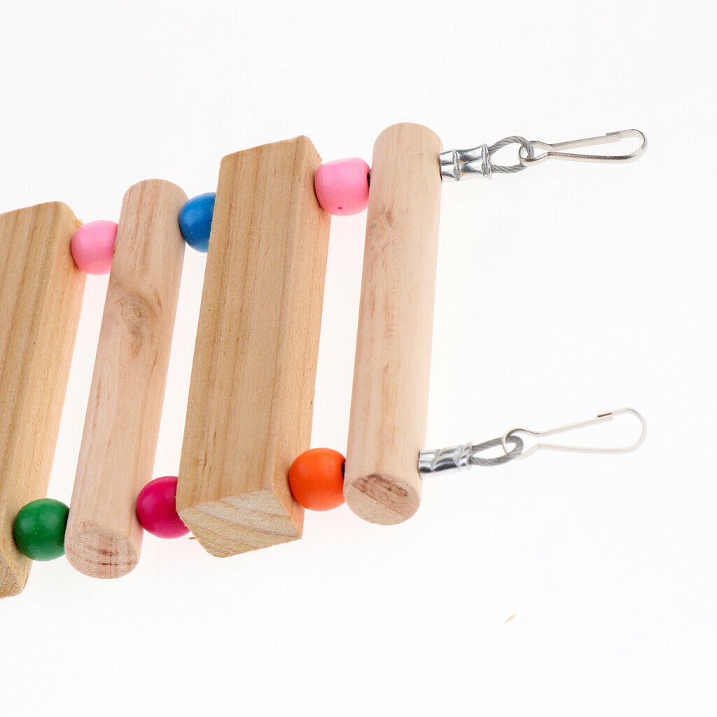 Bird Toys Wood Bird Ladder Step Parrot Ladder Swing Training Bridge Wooden
